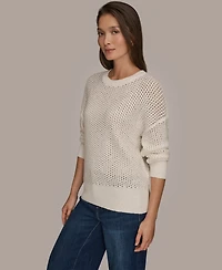 Donna Karan Weekend Women's Open Stitch Crewneck Sweater