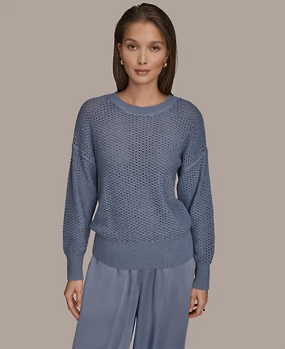 Donna Karan Weekend Women's Open Stitch Crewneck Sweater