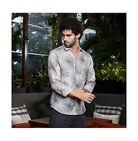 Campus Sutra Men's Coin Grey Gloomy Daisy Shirt