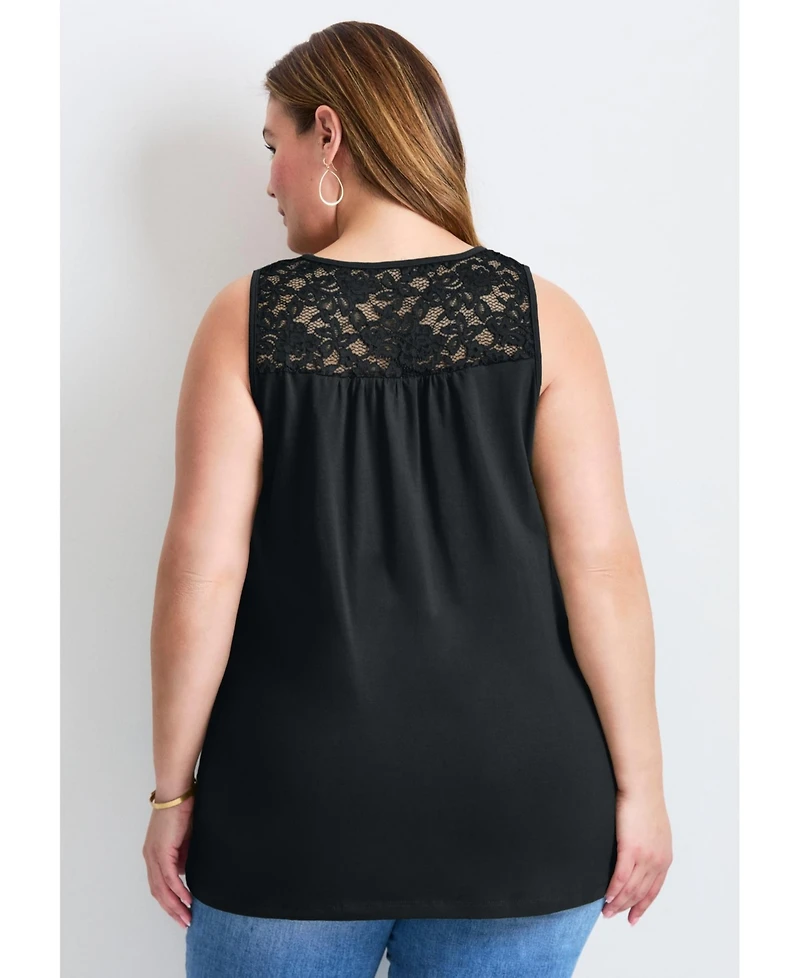 Avenue Women's Lace Yoke Detail Tank