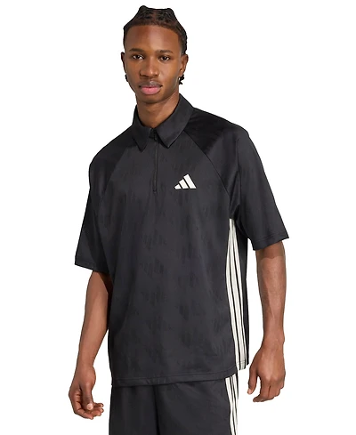 adidas Men's Stadium 3-Stripes Jacquard Short-Sleeve Polo Shirt
