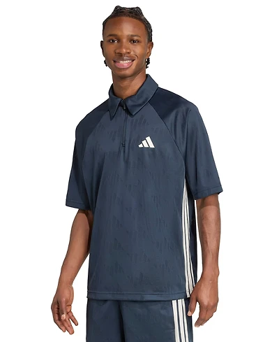 adidas Men's Stadium 3-Stripes Jacquard Short-Sleeve Polo Shirt