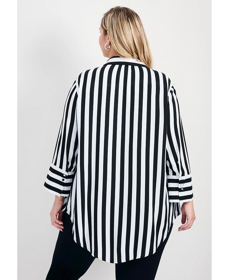 Avenue Women's Linear Longline Stripe Shirt