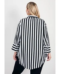 Avenue Women's Linear Longline Stripe Shirt