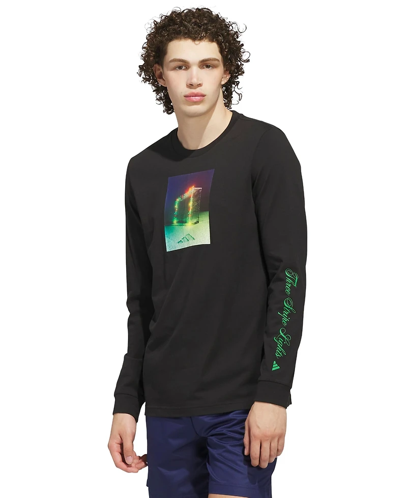 adidas Men's 3-Stripes Lights Graphic Long-Sleeve T-Shirt