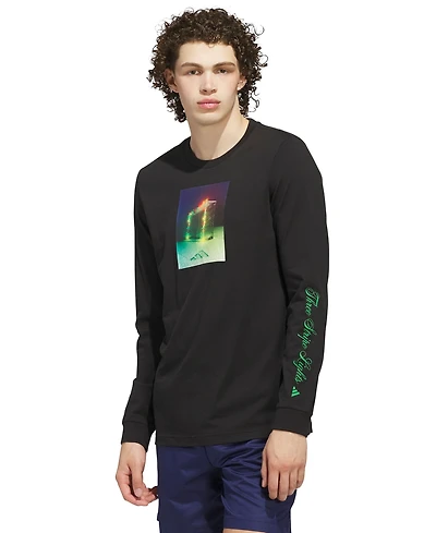 adidas Men's 3-Stripes Lights Graphic Long-Sleeve T-Shirt