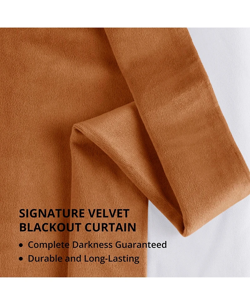 Half Price Drapes Burnt Pumpkin Signature Velvet Blackout Curtain