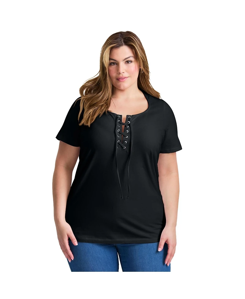 Avenue Women's Lacing Detail Tunic Tee