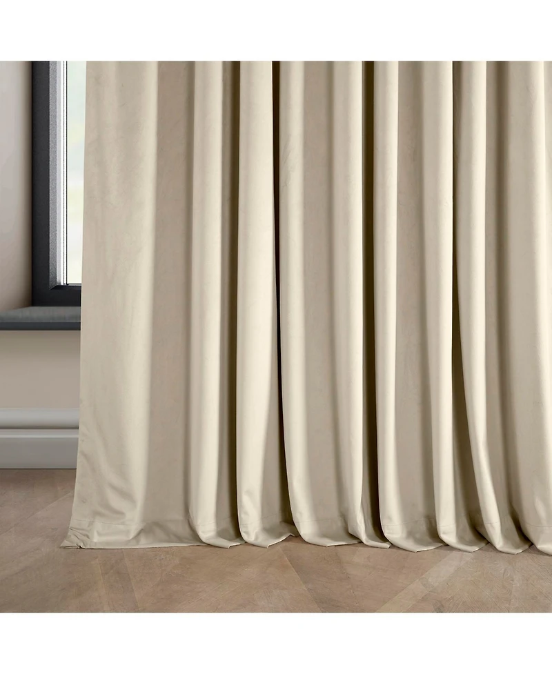 Half Price Drapes Angora Beige Extra Wide Signature Plush Velvet Hotel Blackout Curtain
