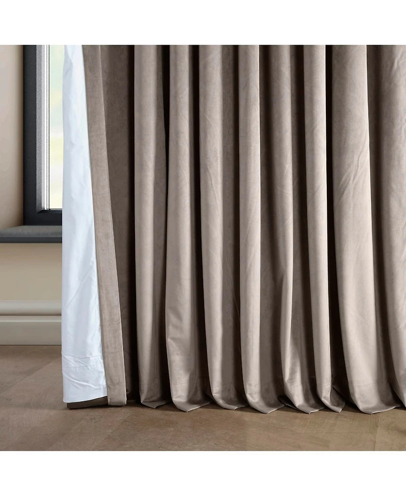 Half Price Drapes Library Taupe Extra Wide Signature Plush Velvet Hotel Blackout Curtain