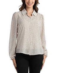 Bcx Juniors' Flocked Dot Long-Sleeve Shirt