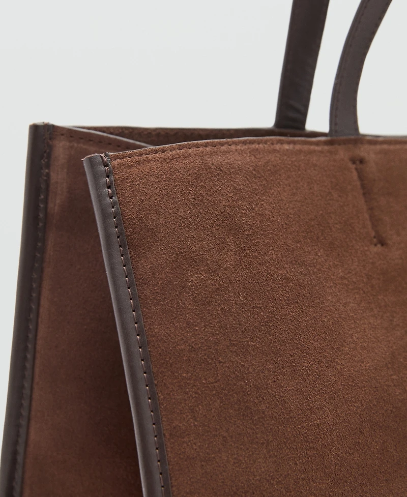 Mango Women's Suede Leather Shopper Bag