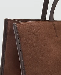 Mango Women's Suede Leather Shopper Bag