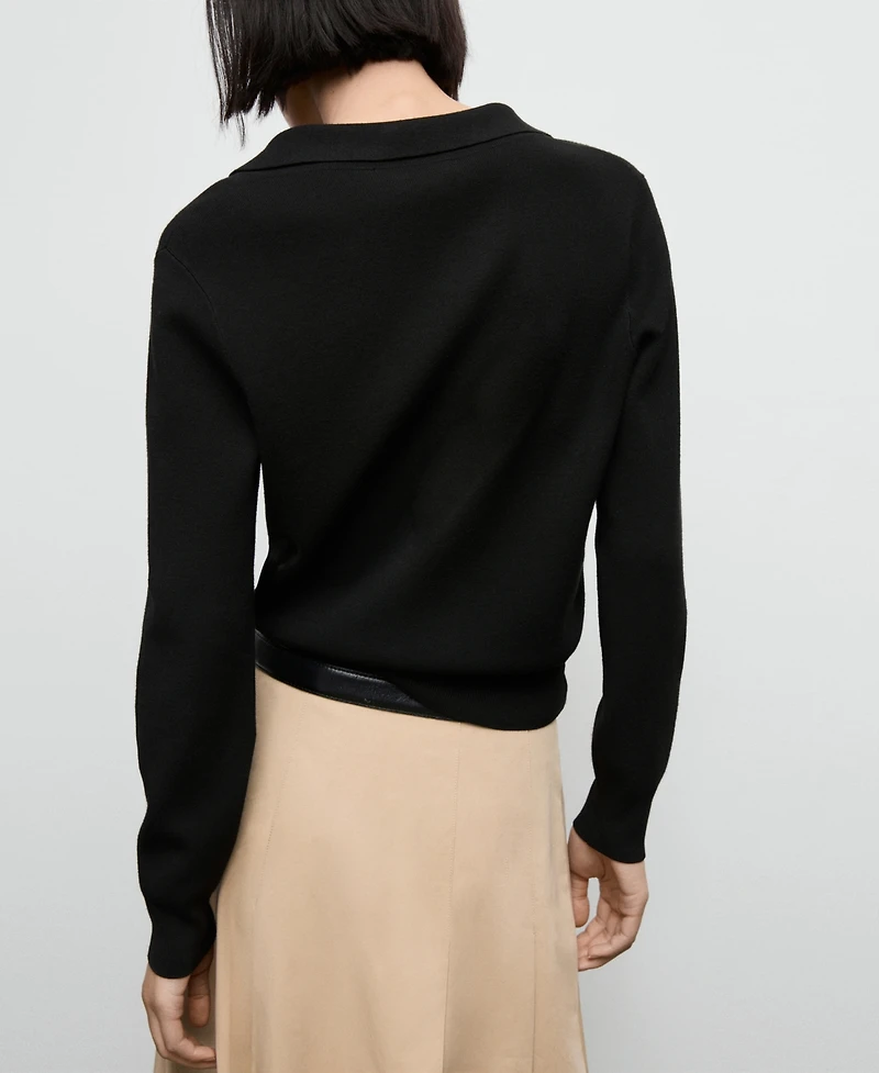 Mango Women's Fine-Knit V-Neck Sweater