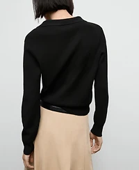 Mango Women's Fine-Knit V-Neck Sweater