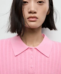 Mango Women's Polo-Neck Ribbed Sweater