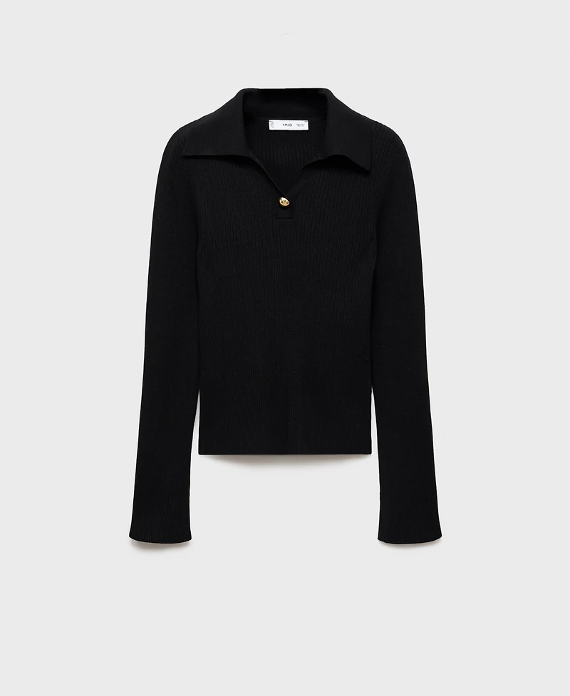 Mango Women's Jewel Button Ribbed Sweater
