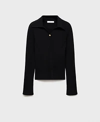 Mango Women's Jewel Button Ribbed Sweater