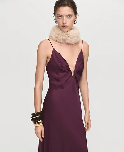 Mango Women's V-Neck Satin Dress