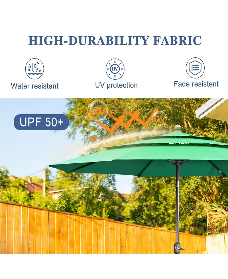 Aoodor Garden Market Umbrella - 10 Ft x 8.3 Ft Outdoor Patio Umbrella Round