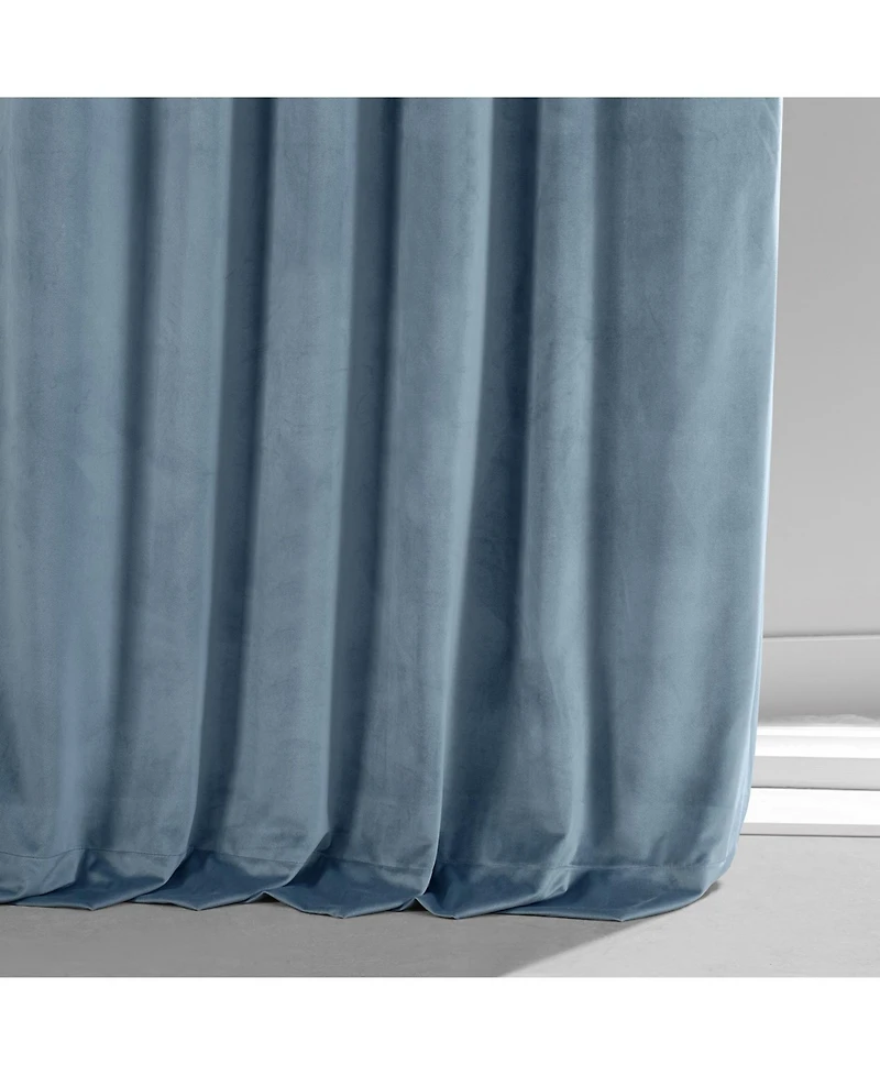 Half Price Drapes Copenhagen Blue Signature Plush Velvet Hotel Blackout Curtain