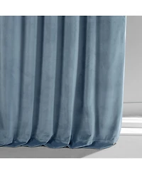 Half Price Drapes Copenhagen Blue Signature Plush Velvet Hotel Blackout Curtain