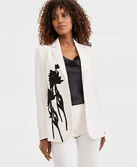 Anne Klein Women's Floral-Applique One-Button Jacket