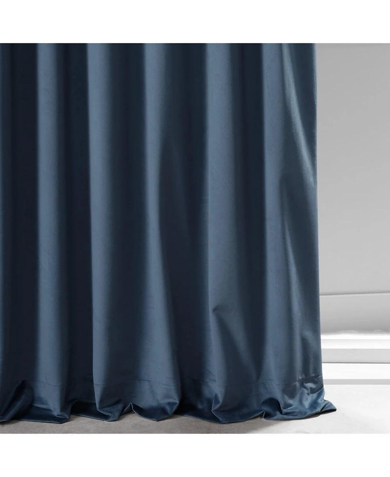Half Price Drapes Varsity Blue Signature Plush Velvet Hotel Blackout Curtain