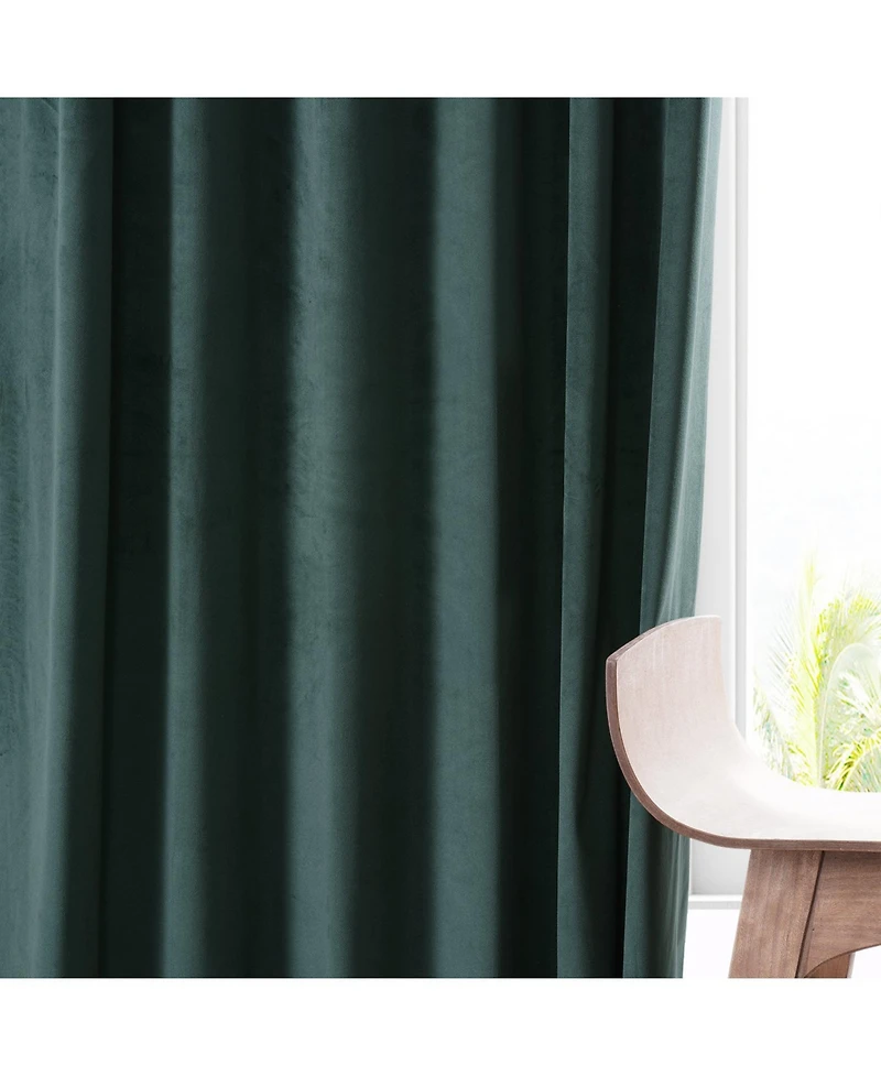 Half Price Drapes Spirit Green Signature Plush Velvet Hotel Blackout Curtain