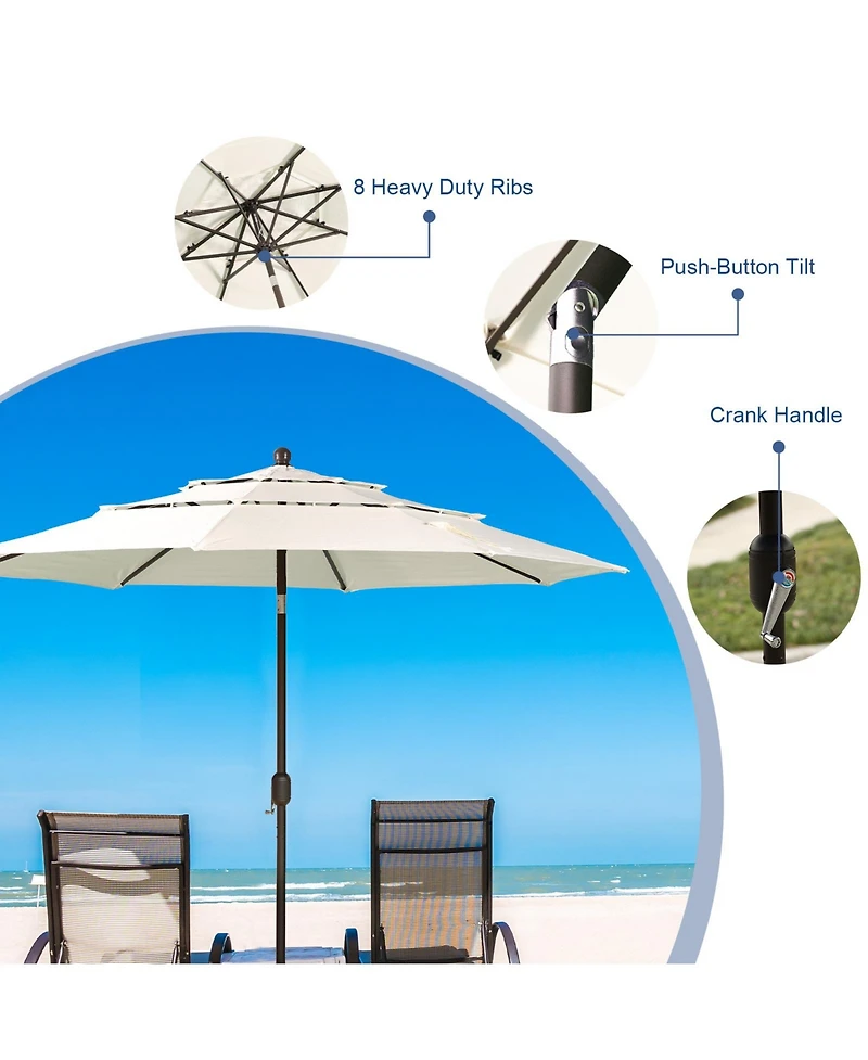 Aoodor Garden Market Umbrella - 10 Ft x 8.3 Outdoor Patio Round