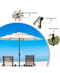 Aoodor Garden Market Umbrella - 10 Ft x 8.3 Outdoor Patio Round