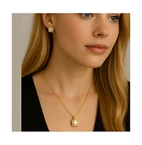 Serena Halo Stud Earrings Gold & White Plated