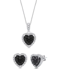 Marsala 2-Piece Diamond Earring and Pendant Necklace Set (1/4 ct. t.w.) Sterling Silver