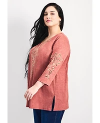 Avenue Women's Plus Casey Embroidered Top
