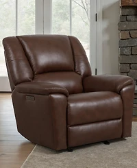 Flexsteel 44" Leather Preston Power Gliding Recliner with Power Headrest Lumbar