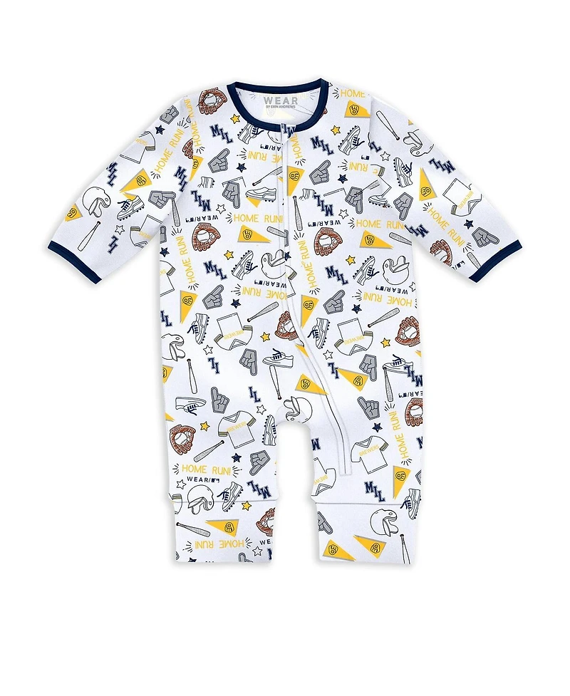 Wear by Erin Andrews Baby Boys and Girls 2-Piece Milwaukee Brewers Sleep Play Set
