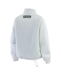 Wear by Erin Andrews Women's White Green Bay Packers Polar Fleece Half-Zip Jacket