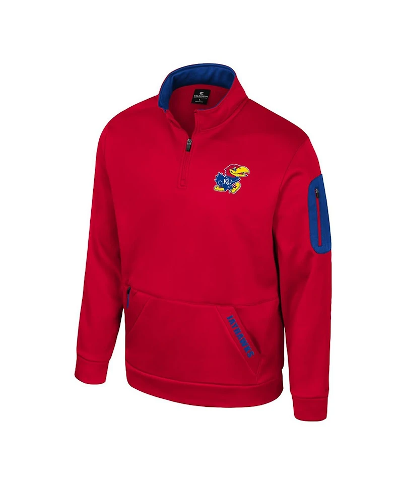 Colosseum Men's Red Kansas Jayhawks Mainframe Quarter-Zip Fleece Jacket