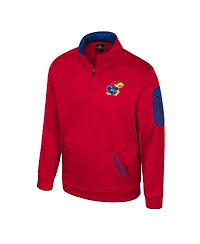 Colosseum Men's Red Kansas Jayhawks Mainframe Quarter-Zip Fleece Jacket