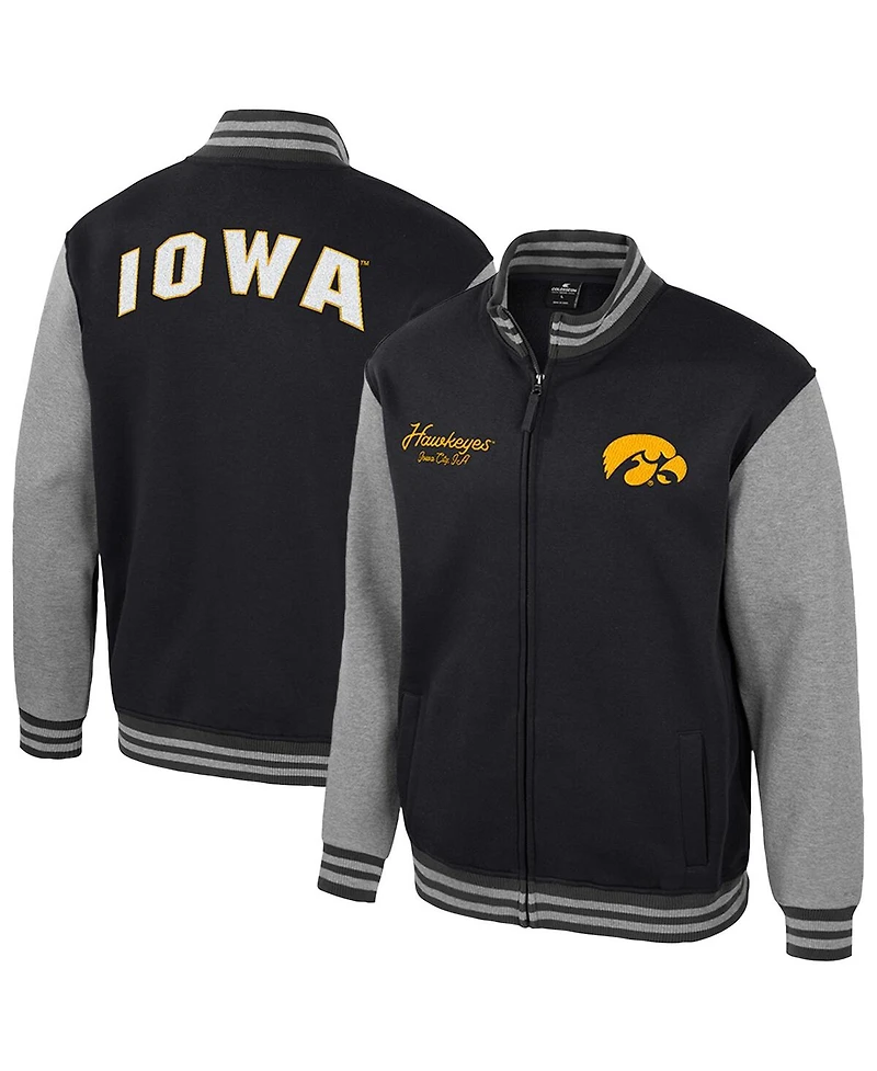 Colosseum Men's Black Iowa Hawkeyes Ambi-Turner Full-Zip Varsity Jacket