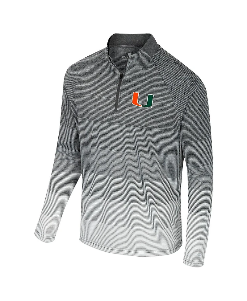 Colosseum Men's Gray Miami Hurricanes Ai Striped Mesh Quarter-Zip Raglan Windshirt Jacket
