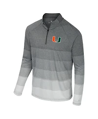 Colosseum Men's Gray Miami Hurricanes Ai Striped Mesh Quarter-Zip Raglan Windshirt Jacket
