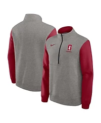Nike Men's Heather Gray/Cardinal Stanford Cardinal Club Fleece Half-Zip Pullover Hoodie