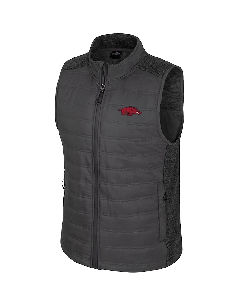 Colosseum Men's Charcoal Arkansas Razorbacks Nightman Full-Zip Puffer Vest