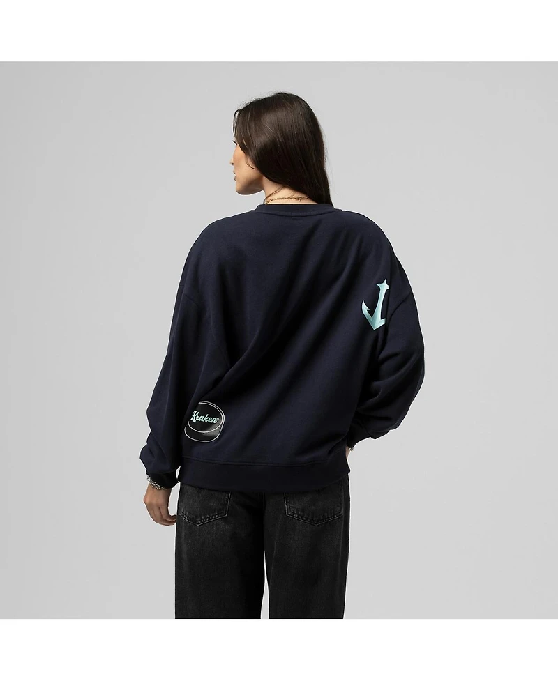 Mitchell & Ness Women's Deep Sea Blue Seattle Kraken Vintage Crewneck Sweatshirt