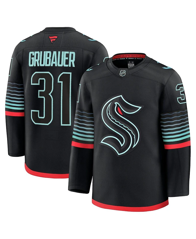 Fanatics Men's Philipp Grubauer Black Seattle Kraken Alternate Premium Player Jersey