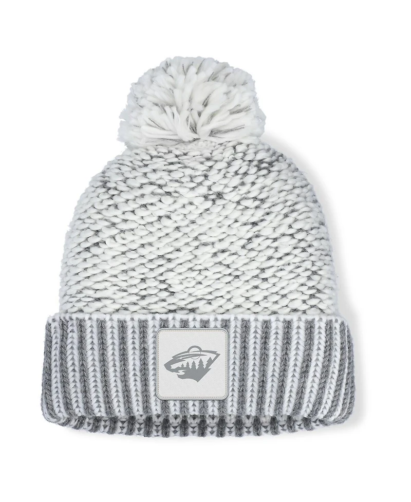 Fanatics Women's White/Gray Minnesota Wild Fundamental Mist Cuffed Pom with Knit Hat