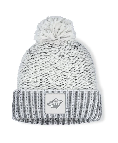 Fanatics Women's White/Gray Minnesota Wild Fundamental Mist Cuffed Pom with Knit Hat
