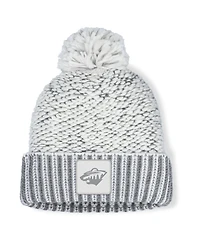 Fanatics Women's White/Gray Minnesota Wild Fundamental Mist Cuffed Pom with Knit Hat