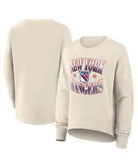 Fanatics Women's Cream New York Rangers Oversized Vintage Slice Pullover Sweatshirt